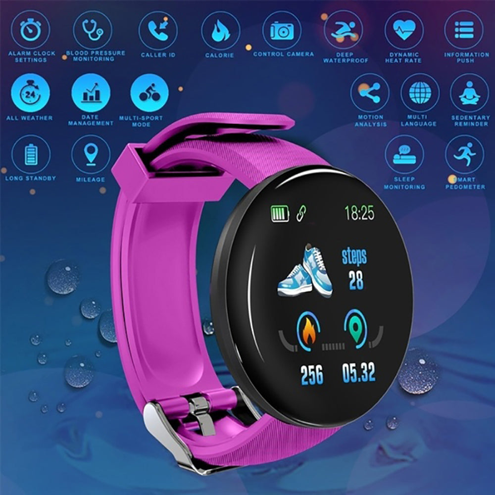 D18 Bluetooth Smart Watch, Men Women Blood Pressure Heart Rate Monitor Smart Watch, Tracker Smart Band For Android IOS